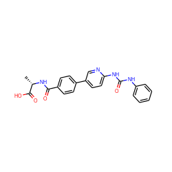 C[C@H](NC(=O)c1ccc(-c2ccc(NC(=O)Nc3ccccc3)nc2)cc1)C(=O)O ZINC000072124775