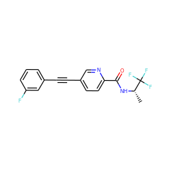 C[C@H](NC(=O)c1ccc(C#Cc2cccc(F)c2)cn1)C(F)(F)F ZINC000096933563