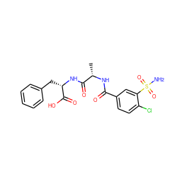 C[C@H](NC(=O)c1ccc(Cl)c(S(N)(=O)=O)c1)C(=O)N[C@@H](Cc1ccccc1)C(=O)O ZINC000029476374