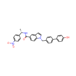 C[C@H](NC(=O)c1ccc2c(ccn2Cc2ccc(-c3ccc(O)cc3)cc2)c1)c1ccc([N+](=O)[O-])cc1 ZINC000198564862