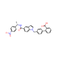 C[C@H](NC(=O)c1ccc2c(ccn2Cc2ccc(-c3ccccc3C(=O)O)cc2)c1)c1ccc([N+](=O)[O-])cc1 ZINC000198565689