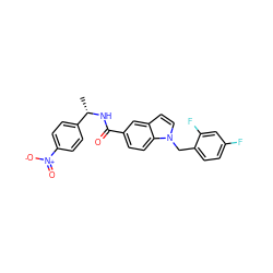 C[C@H](NC(=O)c1ccc2c(ccn2Cc2ccc(F)cc2F)c1)c1ccc([N+](=O)[O-])cc1 ZINC000198315305