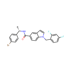 C[C@H](NC(=O)c1ccc2c(ccn2Cc2ccc(F)cc2F)c1)c1ccc(Br)cc1 ZINC000198315243