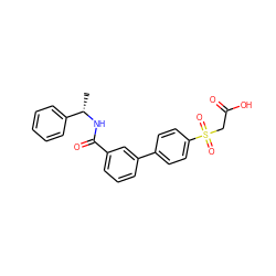 C[C@H](NC(=O)c1cccc(-c2ccc(S(=O)(=O)CC(=O)O)cc2)c1)c1ccccc1 ZINC000003600326