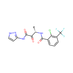 C[C@H](NC(=O)c1cccc(C(F)(F)F)c1Cl)C(=O)C(=O)Nc1cc[nH]n1 ZINC000064560047