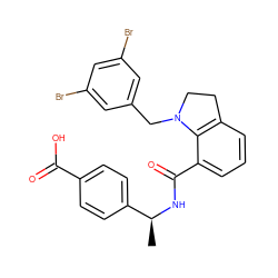 C[C@H](NC(=O)c1cccc2c1N(Cc1cc(Br)cc(Br)c1)CC2)c1ccc(C(=O)O)cc1 ZINC000043178384