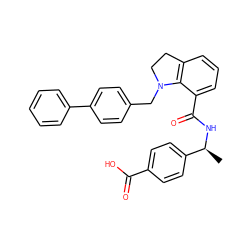 C[C@H](NC(=O)c1cccc2c1N(Cc1ccc(-c3ccccc3)cc1)CC2)c1ccc(C(=O)O)cc1 ZINC000043178385