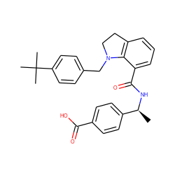 C[C@H](NC(=O)c1cccc2c1N(Cc1ccc(C(C)(C)C)cc1)CC2)c1ccc(C(=O)O)cc1 ZINC000066260092