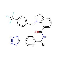 C[C@H](NC(=O)c1cccc2c1N(Cc1ccc(C(F)(F)F)cc1)CC2)c1ccc(-c2nnn[nH]2)cc1 ZINC000066251607