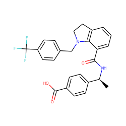 C[C@H](NC(=O)c1cccc2c1N(Cc1ccc(C(F)(F)F)cc1)CC2)c1ccc(C(=O)O)cc1 ZINC000066252843