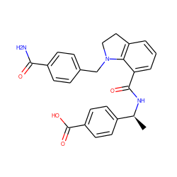 C[C@H](NC(=O)c1cccc2c1N(Cc1ccc(C(N)=O)cc1)CC2)c1ccc(C(=O)O)cc1 ZINC000066058930