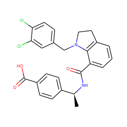 C[C@H](NC(=O)c1cccc2c1N(Cc1ccc(Cl)c(Cl)c1)CC2)c1ccc(C(=O)O)cc1 ZINC000066258327