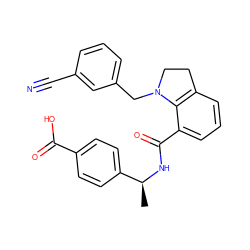 C[C@H](NC(=O)c1cccc2c1N(Cc1cccc(C#N)c1)CC2)c1ccc(C(=O)O)cc1 ZINC000043178379