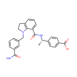 C[C@H](NC(=O)c1cccc2c1N(Cc1cccc(C(N)=O)c1)CC2)c1ccc(C(=O)O)cc1 ZINC000066251413