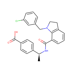 C[C@H](NC(=O)c1cccc2c1N(Cc1cccc(Cl)c1)CC2)c1ccc(C(=O)O)cc1 ZINC000043178376