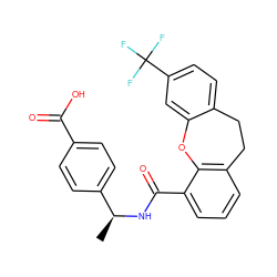 C[C@H](NC(=O)c1cccc2c1Oc1cc(C(F)(F)F)ccc1CC2)c1ccc(C(=O)O)cc1 ZINC000073137972