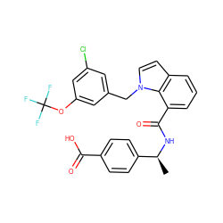 C[C@H](NC(=O)c1cccc2ccn(Cc3cc(Cl)cc(OC(F)(F)F)c3)c12)c1ccc(C(=O)O)cc1 ZINC000049046202