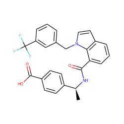 C[C@H](NC(=O)c1cccc2ccn(Cc3cccc(C(F)(F)F)c3)c12)c1ccc(C(=O)O)cc1 ZINC000043175186