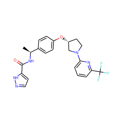 C[C@H](NC(=O)c1ccn[nH]1)c1ccc(O[C@@H]2CCN(c3cccc(C(F)(F)F)n3)C2)cc1 ZINC000231378312