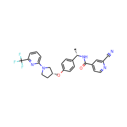 C[C@H](NC(=O)c1ccnc(C#N)c1)c1ccc(O[C@@H]2CCN(c3cccc(C(F)(F)F)n3)C2)cc1 ZINC000169709514