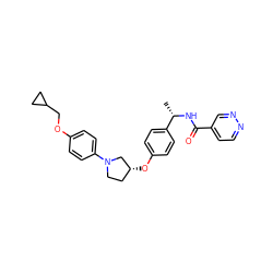 C[C@H](NC(=O)c1ccnnc1)c1ccc(O[C@@H]2CCN(c3ccc(OCC4CC4)cc3)C2)cc1 ZINC001772611420