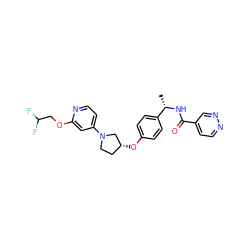 C[C@H](NC(=O)c1ccnnc1)c1ccc(O[C@@H]2CCN(c3ccnc(OCC(F)F)c3)C2)cc1 ZINC000169709612