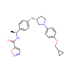 C[C@H](NC(=O)c1ccno1)c1ccc(O[C@@H]2CCN(c3ccc(OCC4CC4)cc3)C2)cc1 ZINC001772606914