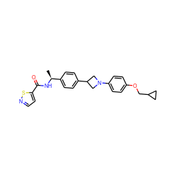 C[C@H](NC(=O)c1ccns1)c1ccc(C2CN(c3ccc(OCC4CC4)cc3)C2)cc1 ZINC000149953117