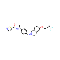 C[C@H](NC(=O)c1ccns1)c1ccc(CN2CCc3cc(OC[C@H]4CC4(F)F)ccc3C2)cc1 ZINC001772647798