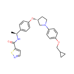 C[C@H](NC(=O)c1ccns1)c1ccc(O[C@@H]2CCN(c3ccc(OCC4CC4)cc3)C2)cc1 ZINC001772629310