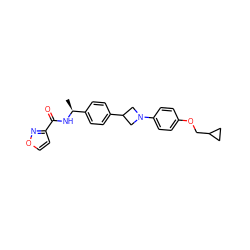 C[C@H](NC(=O)c1ccon1)c1ccc(C2CN(c3ccc(OCC4CC4)cc3)C2)cc1 ZINC000149933888