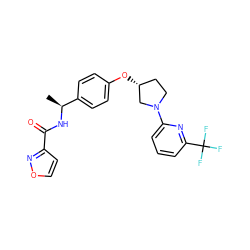 C[C@H](NC(=O)c1ccon1)c1ccc(O[C@@H]2CCN(c3cccc(C(F)(F)F)n3)C2)cc1 ZINC000169709494