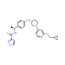 C[C@H](NC(=O)c1ccon1)c1ccc(O[C@@H]2CCN(c3ccnc(OCC4CC4)c3)C2)cc1 ZINC000169709531