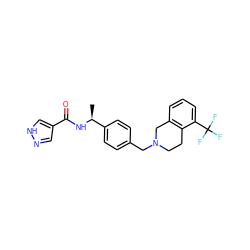 C[C@H](NC(=O)c1cn[nH]c1)c1ccc(CN2CCc3c(cccc3C(F)(F)F)C2)cc1 ZINC001772607222