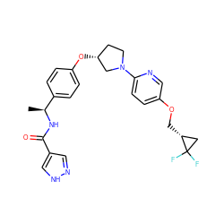 C[C@H](NC(=O)c1cn[nH]c1)c1ccc(O[C@@H]2CCN(c3ccc(OC[C@@H]4CC4(F)F)cn3)C2)cc1 ZINC000231378031