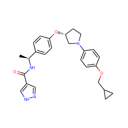 C[C@H](NC(=O)c1cn[nH]c1)c1ccc(O[C@@H]2CCN(c3ccc(OCC4CC4)cc3)C2)cc1 ZINC000209123877