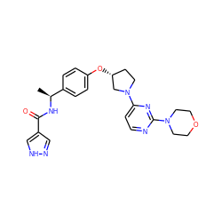 C[C@H](NC(=O)c1cn[nH]c1)c1ccc(O[C@@H]2CCN(c3ccnc(N4CCOCC4)n3)C2)cc1 ZINC000261164023