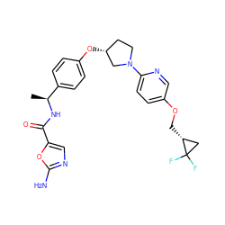 C[C@H](NC(=O)c1cnc(N)o1)c1ccc(O[C@@H]2CCN(c3ccc(OC[C@@H]4CC4(F)F)cn3)C2)cc1 ZINC000169709504