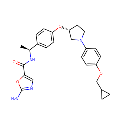 C[C@H](NC(=O)c1cnc(N)o1)c1ccc(O[C@@H]2CCN(c3ccc(OCC4CC4)cc3)C2)cc1 ZINC001772653411