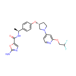 C[C@H](NC(=O)c1cnc(N)o1)c1ccc(O[C@@H]2CCN(c3ccnc(OCC(F)F)c3)C2)cc1 ZINC000169709599