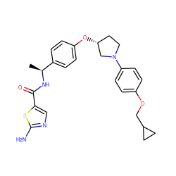 C[C@H](NC(=O)c1cnc(N)s1)c1ccc(O[C@@H]2CCN(c3ccc(OCC4CC4)cc3)C2)cc1 ZINC001772649786