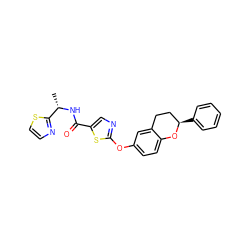 C[C@H](NC(=O)c1cnc(Oc2ccc3c(c2)CC[C@@H](c2ccccc2)O3)s1)c1nccs1 ZINC000169710502