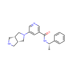 C[C@H](NC(=O)c1cncc(N2C[C@@H]3CNC[C@@H]3C2)c1)c1ccccc1 ZINC000073157139