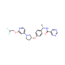 C[C@H](NC(=O)c1cncnc1)c1ccc(O[C@@H]2CCN(c3ccnc(OCC(F)F)c3)C2)cc1 ZINC000169709631