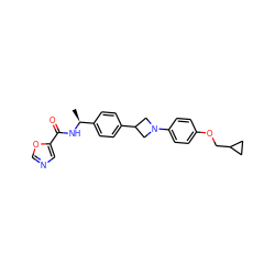 C[C@H](NC(=O)c1cnco1)c1ccc(C2CN(c3ccc(OCC4CC4)cc3)C2)cc1 ZINC000150206499