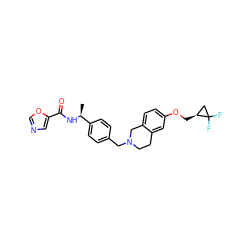 C[C@H](NC(=O)c1cnco1)c1ccc(CN2CCc3cc(OC[C@H]4CC4(F)F)ccc3C2)cc1 ZINC001772636074