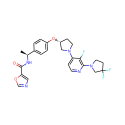 C[C@H](NC(=O)c1cnco1)c1ccc(O[C@@H]2CCN(c3ccnc(N4CCC(F)(F)C4)c3F)C2)cc1 ZINC000169709647