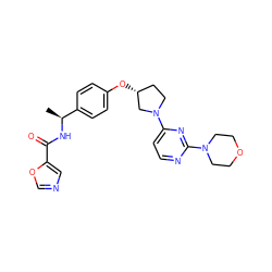 C[C@H](NC(=O)c1cnco1)c1ccc(O[C@@H]2CCN(c3ccnc(N4CCOCC4)n3)C2)cc1 ZINC000261106271