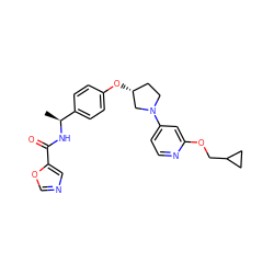 C[C@H](NC(=O)c1cnco1)c1ccc(O[C@@H]2CCN(c3ccnc(OCC4CC4)c3)C2)cc1 ZINC000169709524