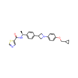 C[C@H](NC(=O)c1cncs1)c1ccc(C2CN(c3ccc(OCC4CC4)cc3)C2)cc1 ZINC000149937630